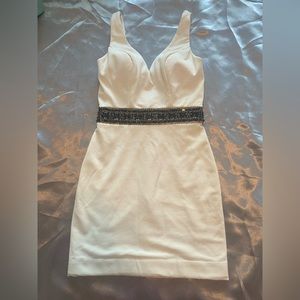 Tony Bowls white formal dress with beaded belt